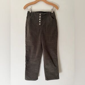 House of Harlow Corduroy Pants Olive Green Size 2 Button Fly Straight Leg